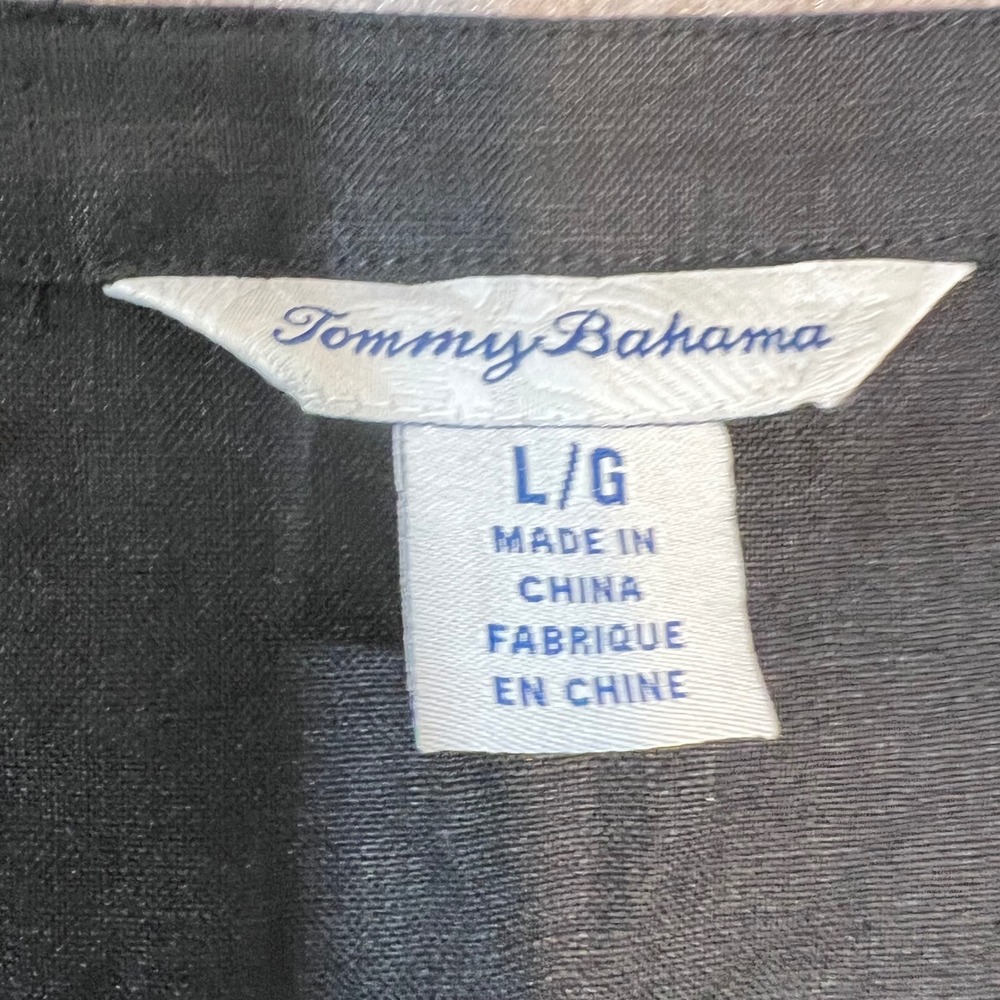Tommy Bahama Linen Embroidered V Neck Tunic Top Womens Large Black Boho Coastal - Picture 4 of 8